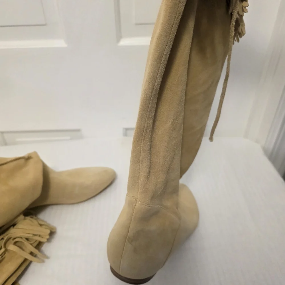 Daniblack Festival Fringe Suede Boots Camel In Color Size 9.5, Casual